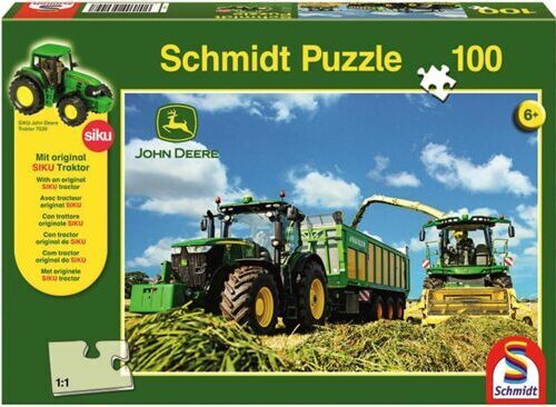 JOHN DEERE Puzzle + SIKU Traktor „Traktor 7310R und Feldhäcksler